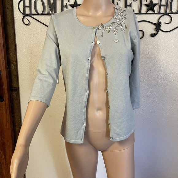 Vintage 80s/90s Tailor B moss Cardigan - Picture 1 of 5